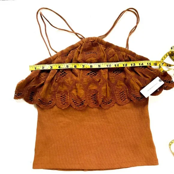 NWT anthropologie strappy tank top w/lace detail M - Picture 6 of 7